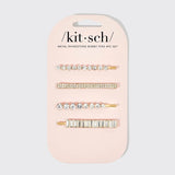 Metal Rhinestone Assorted Bobby Pins 4pc Set - Gold | Kitsch 水鑽一字髮夾四個裝