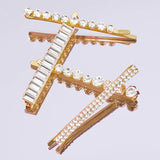 Metal Rhinestone Assorted Bobby Pins 4pc Set - Gold | Kitsch 水鑽一字髮夾四個裝