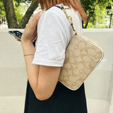 Coach Nolita 19 in Signature Canvas - Gold/Light Khaki Chalk | Coach Nolita 經典印花拼真皮單肩包 - Gold/Light Khaki Chalk