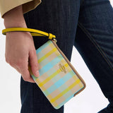 Coach Corner Zip Wristlet With Plaid Print - Im/Bright Maize Multi | Coach 格子提花手拿包 - Im/Bright Maize Multi
