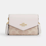 Coach Mini Envelope Wallet With Strap In Signature Canvas - Gold Sand Chalk | Coach 經典印花真皮迷你信封型銀包/斜揹包 - Gold Sand Chalk