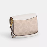 Coach Mini Envelope Wallet With Strap In Signature Canvas - Gold Sand Chalk | Coach 經典印花真皮迷你信封型銀包/斜揹包 - Gold Sand Chalk