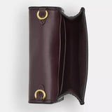 Coach Mini Wallet On A Chain - Gold/Walnut/Black | Coach 十字紋真皮方形斜揹迷你銀包 - Gold/Walnut/Black