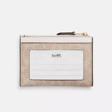 Coach Mini Skinny Id Case In Signature Canvas - Gold/Sand/Chalk | Coach 經典印花真皮卡片套/散紙包 - Gold/Sand/Chalk