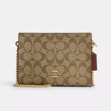 Coach Slim Crossbody Bag In Signature Canvas - Gold/Khaki Saddle2 | Coach 經典印花真皮斜揹包 - Gold/Khaki Saddle2