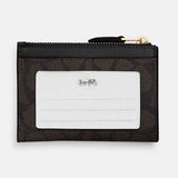 Coach Slim Id Card Case In Signature Canvas - Gold/Walnut/Black | Coach 經典印花真皮卡套 - Gold/Walnut/Black