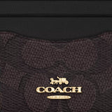 Coach Slim Id Card Case In Signature Canvas - Gold/Walnut/Black | Coach 經典印花真皮卡套 - Gold/Walnut/Black