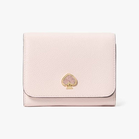 Kate Spade Kayla Embellished Spade Small L-zip Wallet - Powdered Sugar | Kate Spade 荔枝紋真皮短銀包 - Powdered Sugar