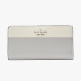 Kate Spade Madison Colorblock Large Slim Bifold Wallet - Platinum Grey Multi | Kate Spade 十字斜紋真皮長銀包 - Platinum Grey Multi