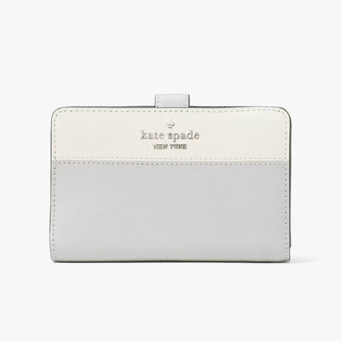 Kate Spade Madison Medium Bifold Wallet - Platinum Grey Multi| Kate Spade 十字紋真皮短銀包 - Platinum Grey Multi