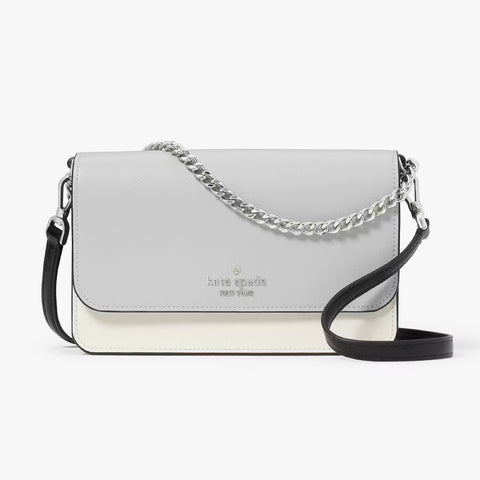 Kate Spade Madison Willow Mini Flap Crossbody - Platinum Grey Multi | Kate Spade 十字斜紋皮革斜揹包/單肩包 - Platinum Grey Multi