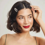 Metal Rhinestone Creaseless Clips 2pc Set | 水鑽無痕造型髮夾 - 黑色