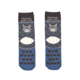 Kusuguru Cat Pattern Cotton Socks - Blue | Kusuguru純棉貓咪圖案提花襪子 - 藍色復古圓點