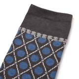Kusuguru Cat Pattern Cotton Socks - Blue | Kusuguru純棉貓咪圖案提花襪子 - 藍色復古圓點