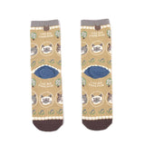 Kusuguru Cat Pattern Cotton Socks - Yellow | Kusuguru純棉貓咪圖案提花襪子 - 黃色