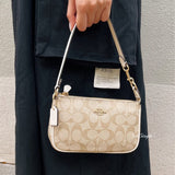 Coach Nolita 19 in Signature Canvas - Gold/Light Khaki Chalk | Coach Nolita 經典印花拼真皮單肩包 - Gold/Light Khaki Chalk