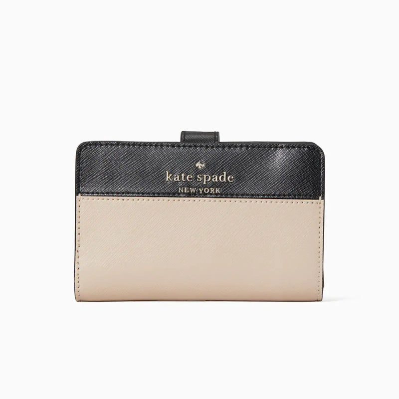 Kate Spade New York Staci Medium Compact Bifold Wallet Saffiano Black 