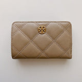 Tory Burch Willa Medium Wallet - Almond Flour  | Tory Burch 小羊皮絎縫格紋銀包 - Almond Flour