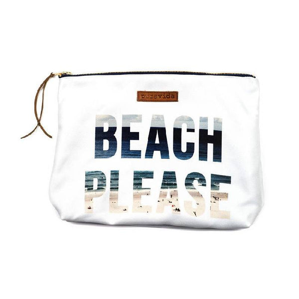 Pura Vida BEACH PLEASE Clutch | Pura Vida文字印花防潑水拉鍊袋