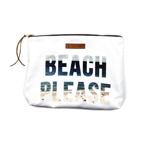 Pura Vida BEACH PLEASE Clutch | Pura Vida文字印花防潑水拉鍊袋