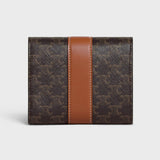 CELINE Small Trifold Wallet in Triomphe canvas and lambskin - Tan | CELINE TRIOMPHE帆布及羊皮小型三摺銀包 - 黃褐色