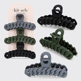Chain Claw Clip 3pc Set - Black/Moss | 紐結髮夾.三個裝Black/Moss