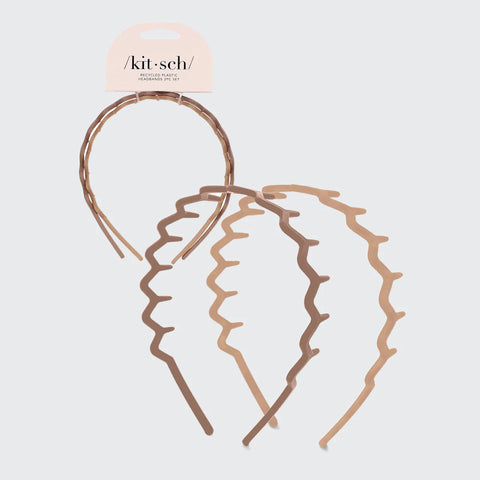 Recycled Plastic Zig Zag Headband 2pc.Neutral | 磨砂波浪形髮箍.兩個裝