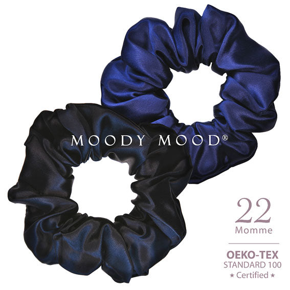 Mulberry Silk Scrunchies.Black & Midnight | 真絲髮圈.Black & Midnight