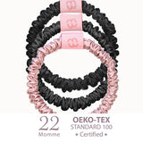 Mulberry Silk Skinny Scrunchies.Black & Blush | 真絲髮圈組.Black & Blush