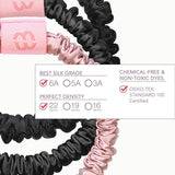 Mulberry Silk Skinny Scrunchies.Black & Blush | 真絲髮圈組.Black & Blush