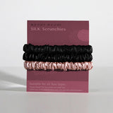 Mulberry Silk Skinny Scrunchies.Black & Blush | 真絲髮圈組.Black & Blush