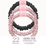 Mulberry Silk Skinny Scrunchies.Blush & Black | 真絲髮圈組.Blush & Black