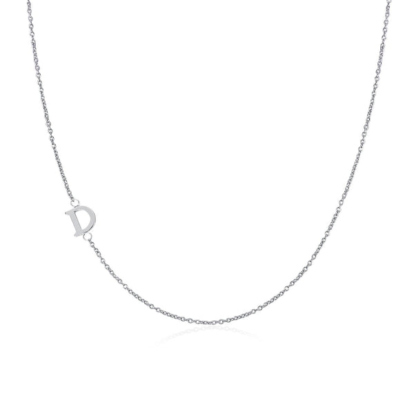 .925 Sterling Silver Sideway Letter D Necklace (18k white gold plating) | .925純銀鍍18K金D字母項鍊