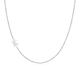 .925 Sterling Silver Sideway Letter E Necklace (18k white gold plating) | .925純銀鍍18K金E字母項鍊