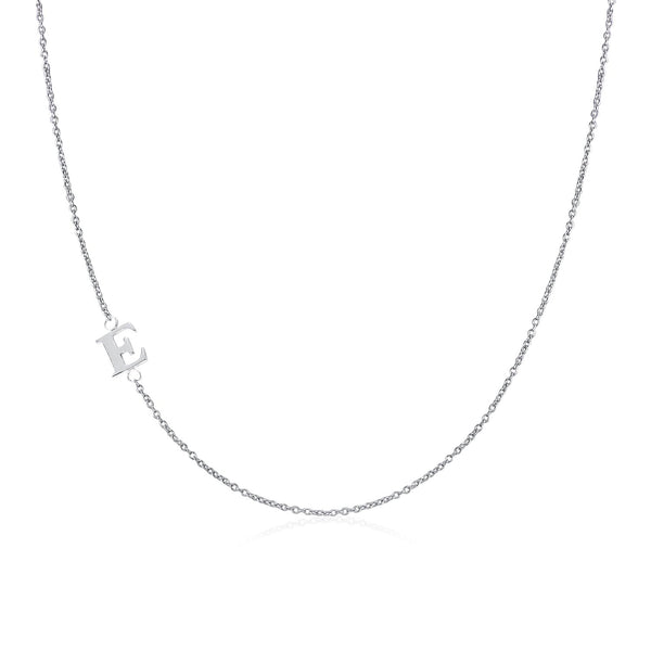 .925 Sterling Silver Sideway Letter E Necklace (18k white gold plating) | .925純銀鍍18K金E字母項鍊