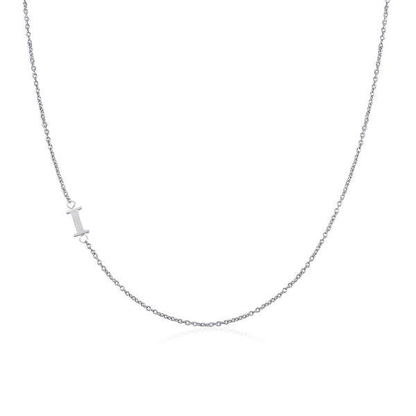 .925 Sterling Silver Sideway Letter I Necklace (18k white gold plating) | .925純銀鍍18K金I字母項鍊