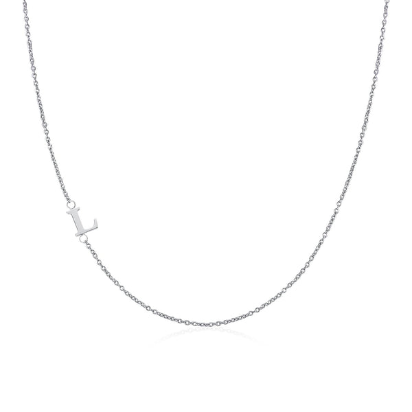 .925 Sterling Silver Sideway Letter L Necklace (18k white gold plating) | .925純銀鍍18K金L字母項鍊