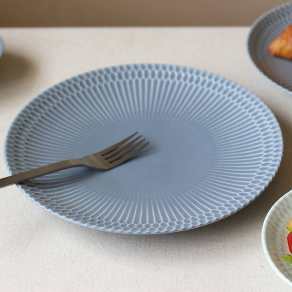 Oda Pottery Stripe 24cm Plate (Gray & Blue) | 小田陶器美濃燒24cm大碟.灰藍