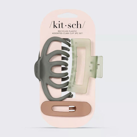 Sage Assorted Claw Clip 3pc Set - Octopus Claw Clip | 大地色髮夾 - 三個裝