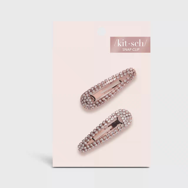 Mini Rhinestone Bobby Pins Set Of 2 - Rose Gold | 玫瑰金水鑽迷你髮夾(兩個裝)
