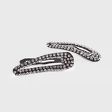 Mini Rhinestone Bobby Pins Set Of 2 - Hematite | 黑色水鑽迷你髮夾(兩個裝)