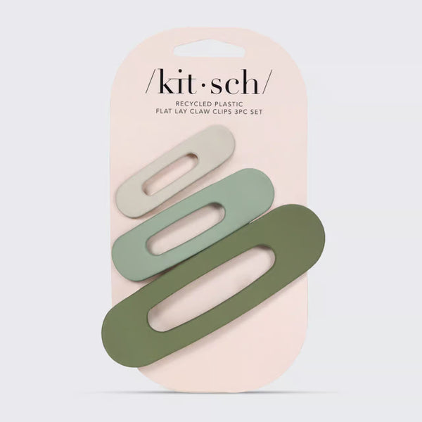 Matte Flat Lay Claw Clips 3pc Set - Eucalyptus | 磨砂綠色開口髮夾.三個裝