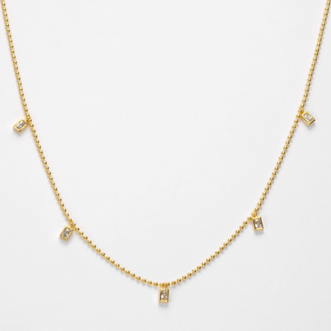 Moody Mood Mini Sparkling Beaded Sterling Silver Necklace | Moody Mood 迷你閃石925純銀項鏈