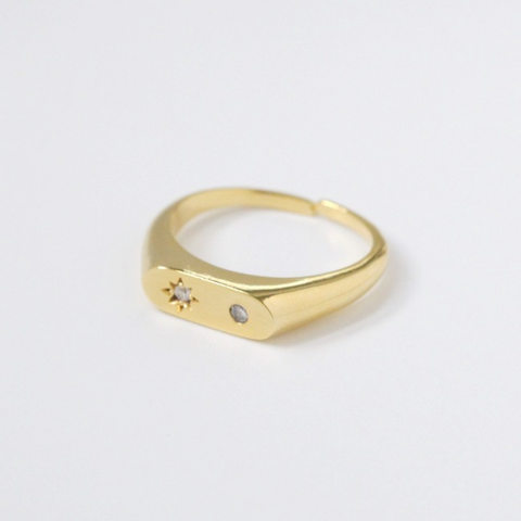 Moody Mood Octagram Ring.Gold | Moody Mood 金色八芒星開口戒指