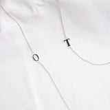 .925 Sterling Silver Sideway Letter T Necklace (18k white gold plating) | .925純銀鍍18K金T字母項鍊