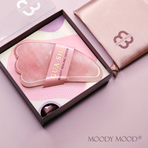 Natural Rose Quartz Guasha Facial Tool | 天然玫瑰粉晶刮痧板
