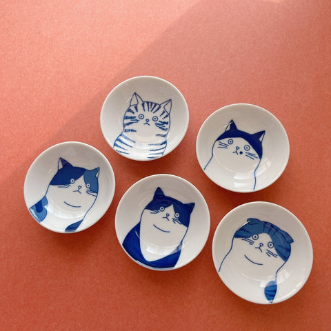 Shichita Cat Small Sauce Plate Set | Shichita 日本美濃燒貓小碟禮盒套裝