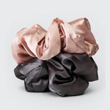 Satin Sleep Pillow Scrunchies - Blush/Gray | Satin舒適緞面睡眠髮圈 - 粉紅及灰色