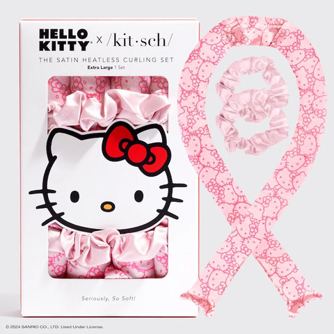 Hello Kitty x Kitsch XL Heatless Curling Set - Pink Hello Kitty Faces | Hello Kitty聯乘Kitsch免燙自然捲髮帶 - Pink Hello Kitty Faces