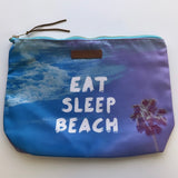 Pura Vida Eat Sleep Beach Clutch | Pura Vida藍色印花防潑水拉鍊袋
